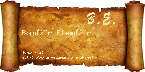 Bogár Elemér névjegykártya
